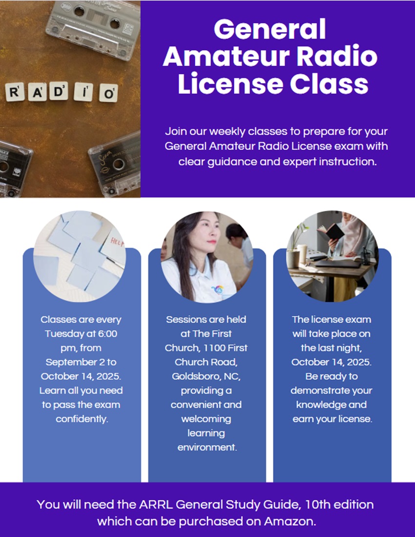 General License Class 9/2 - 10/14 at 1st PH Church