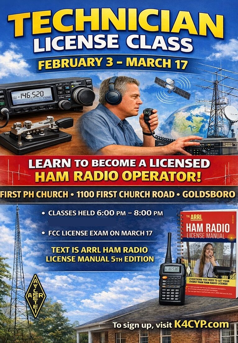 Technician License Class Feb 3 - Mar 17 from 6: pm - 8 pm